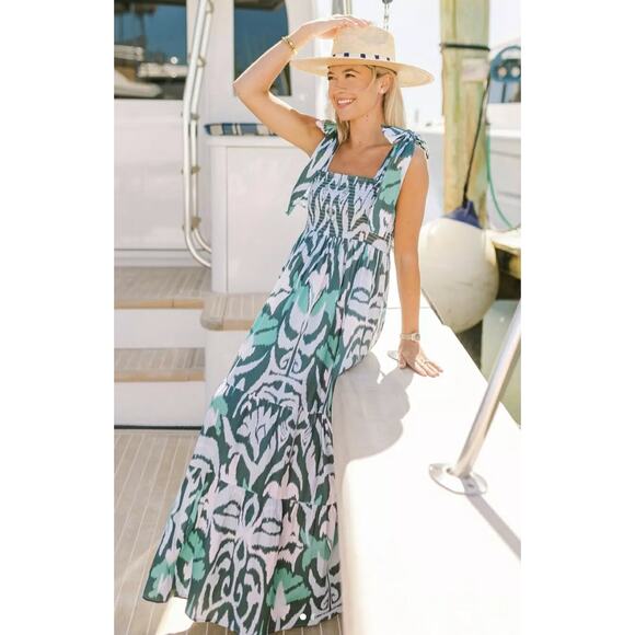Tuckernuck Dresses & Skirts - Sheridan French Kelly Smocked Tie Shoulder Tiered Print Maxi Dress Tuckernuck